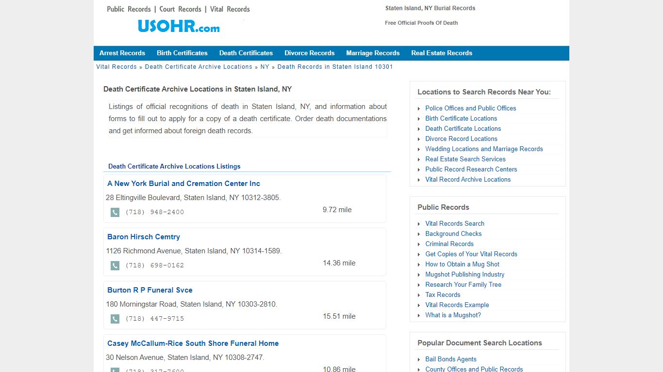 Staten Island, NY Burial Records - Free Official Proofs Of Death